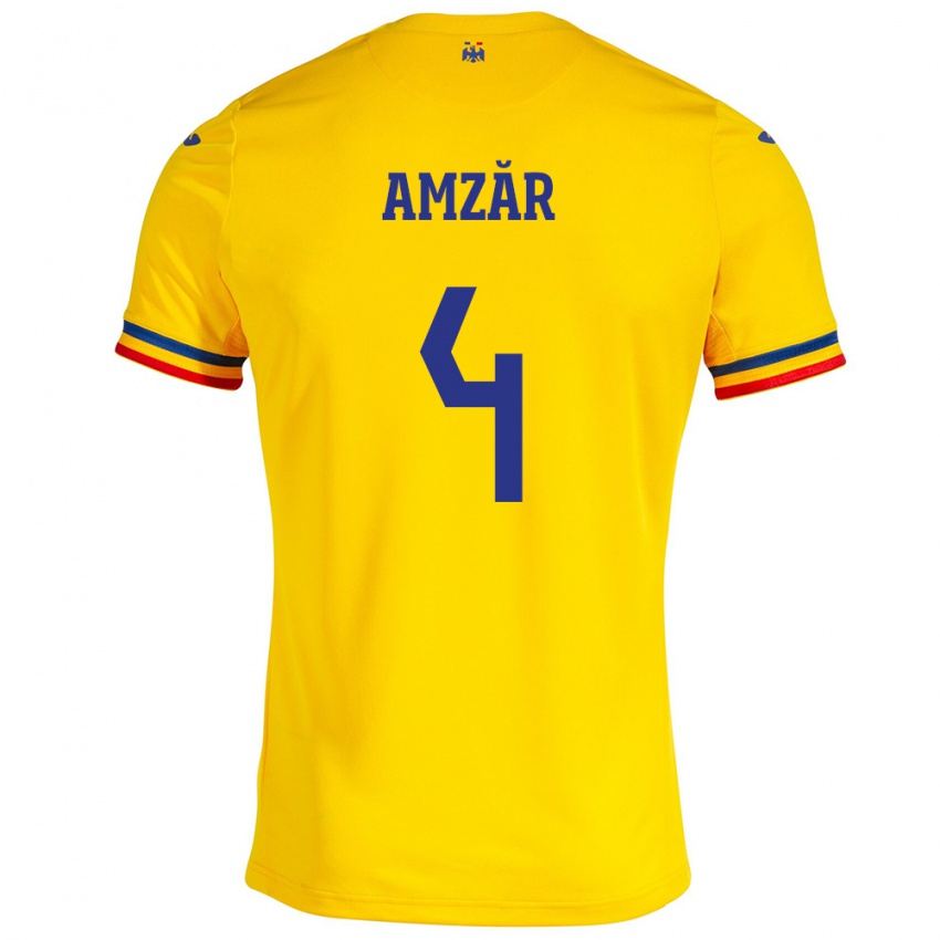 Criança Camisola Romênia Costin Amzăr #4 Amarelo Principal 24-26 Camisa