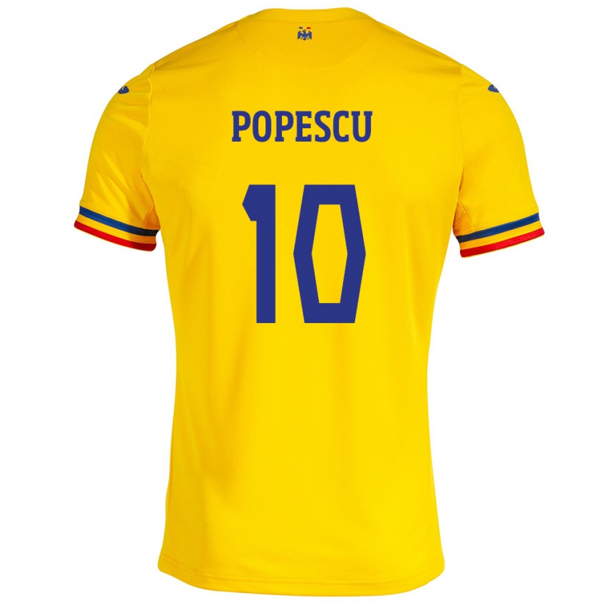 Criança Camisola Romênia Octavian Popescu #10 Amarelo Principal 24-26 Camisa