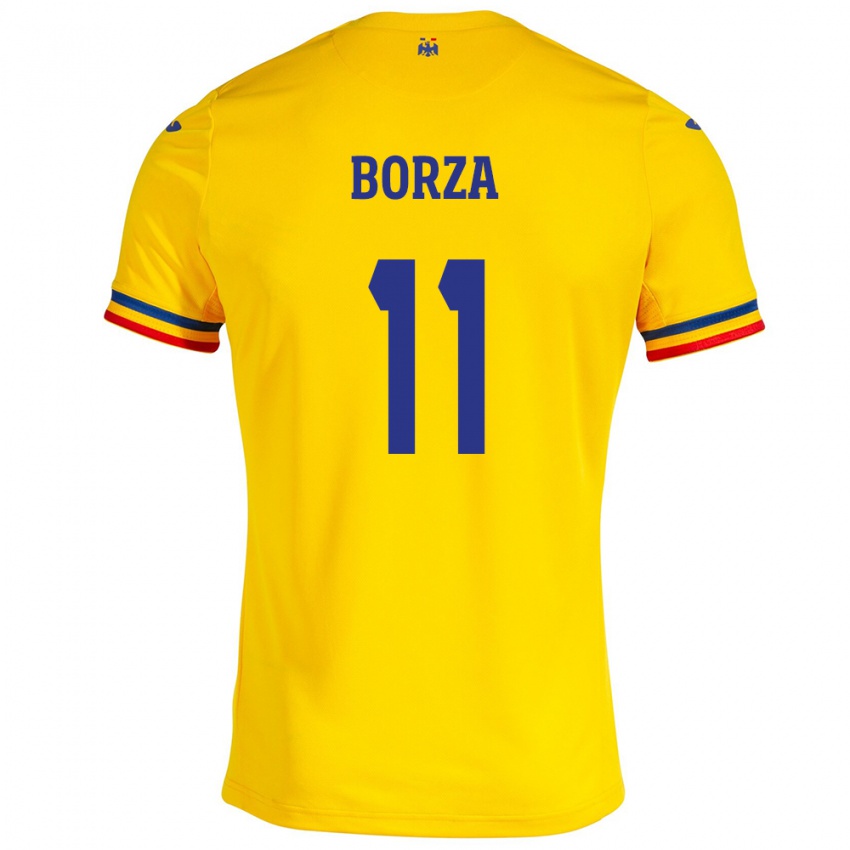 Criança Camisola Romênia Andrei Borza #11 Amarelo Principal 24-26 Camisa