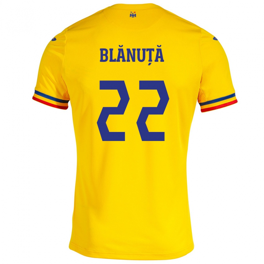 Criança Camisola Romênia Vladislav Blănuță #22 Amarelo Principal 24-26 Camisa