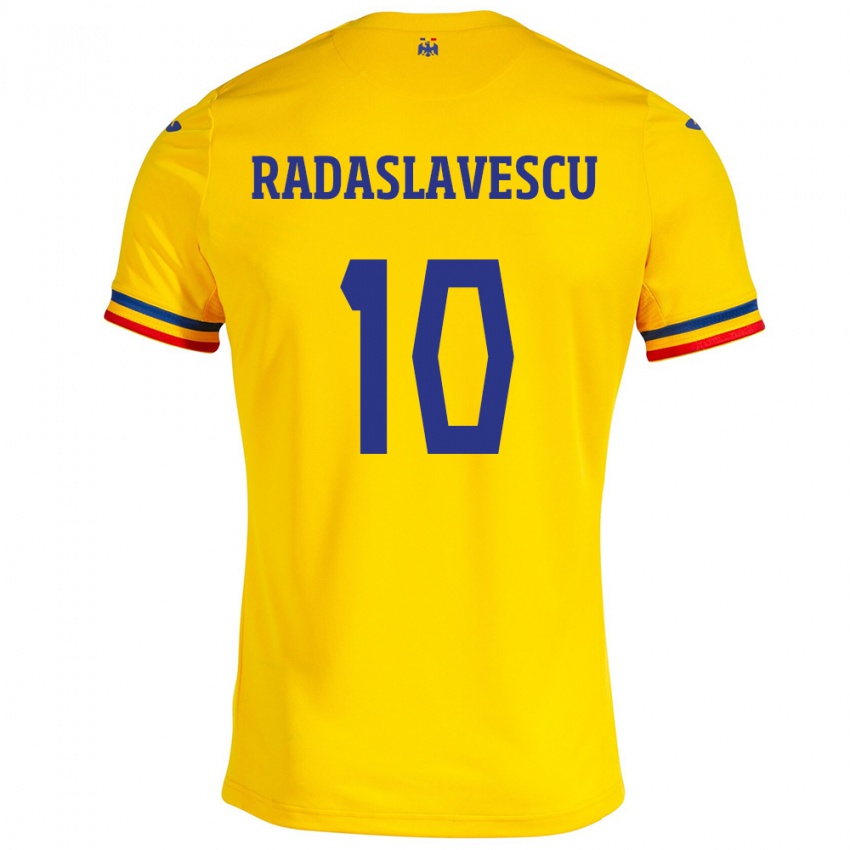 Criança Camisola Romênia Eduard Radaslavescu #10 Amarelo Principal 24-26 Camisa