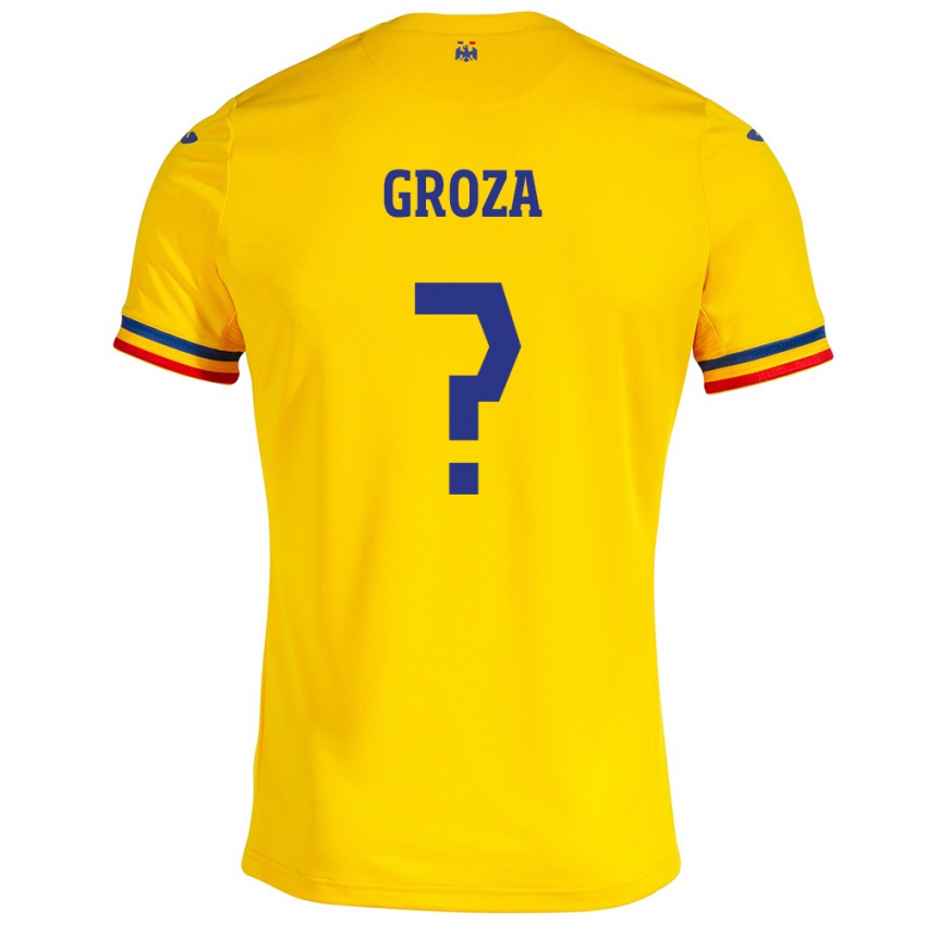 Criança Camisola Romênia Darius Groza #0 Amarelo Principal 24-26 Camisa