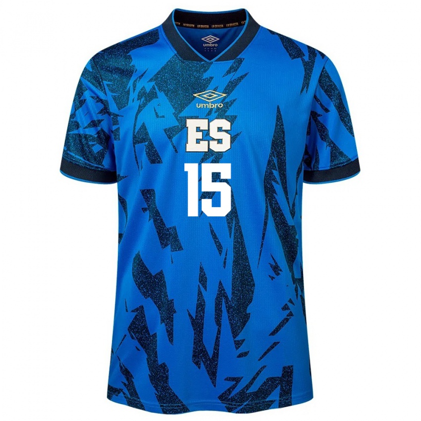 Criança Camisola El Salvador Germán Argueta #15 Azul Principal 24-26 Camisa