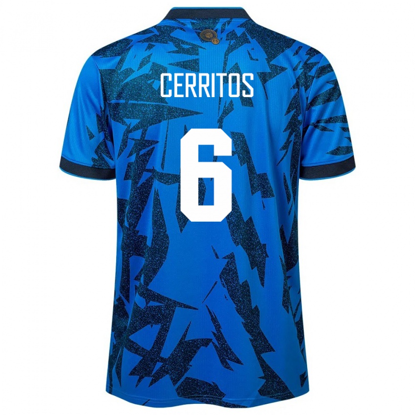 Criança Camisola El Salvador Mauricio Cerritos #6 Azul Principal 24-26 Camisa