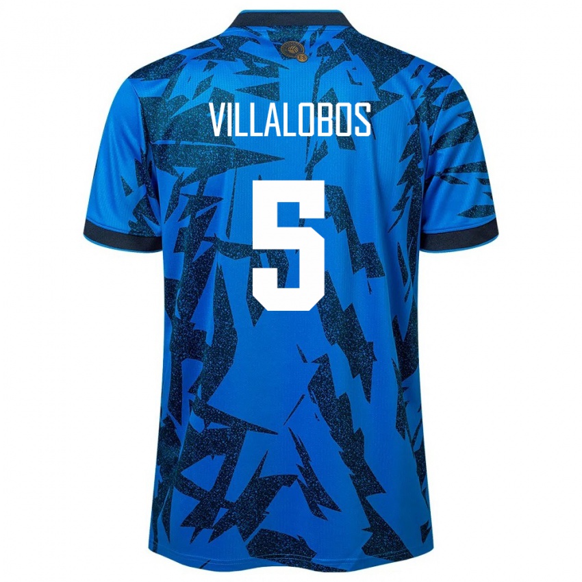 Criança Camisola El Salvador Kristian Villalobos #5 Azul Principal 24-26 Camisa