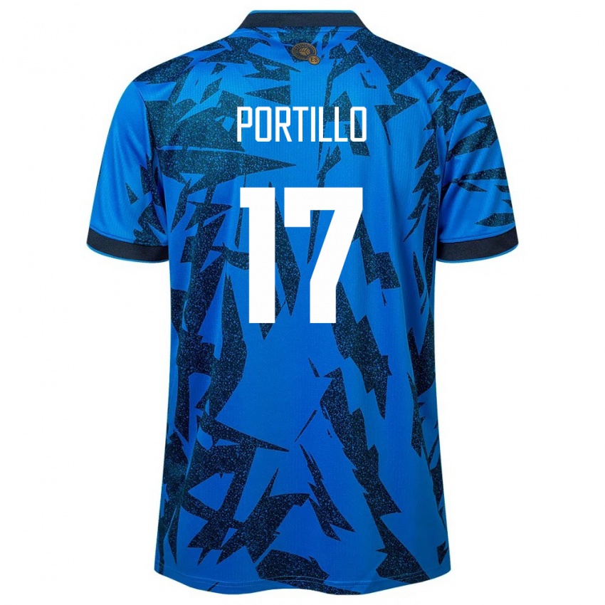 Criança Camisola El Salvador Anderson Portillo #17 Azul Principal 24-26 Camisa