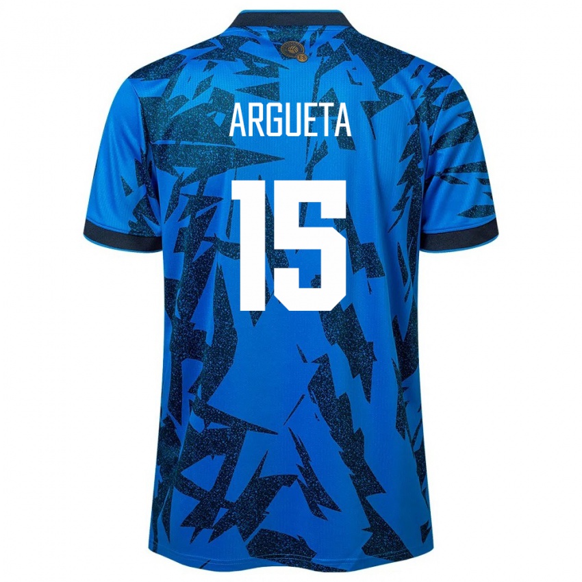 Criança Camisola El Salvador Germán Argueta #15 Azul Principal 24-26 Camisa