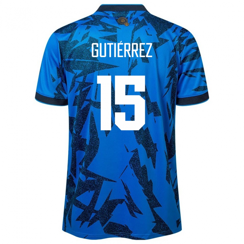 Criança Camisola El Salvador Danya Gutiérrez #15 Azul Principal 24-26 Camisa