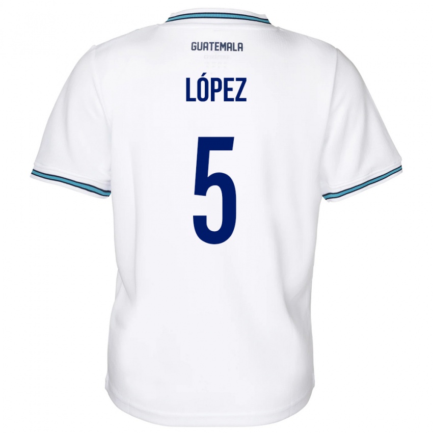 Criança Camisola Guatemala Jeffery López #5 Branco Principal 24-26 Camisa