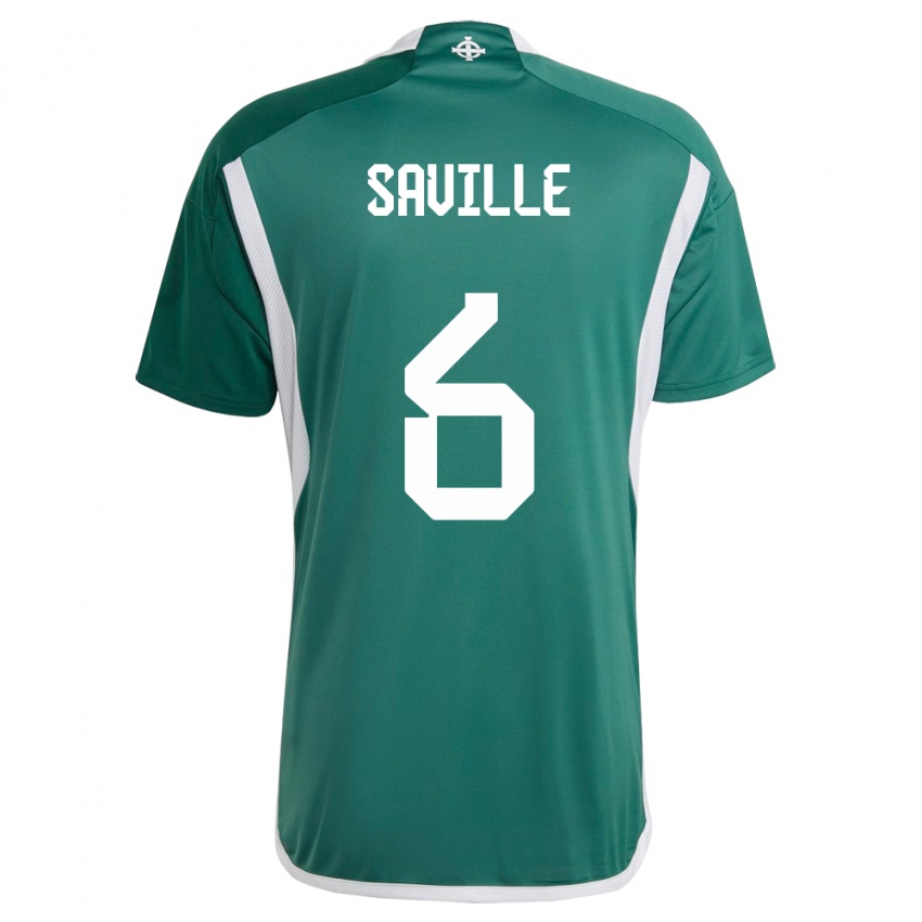 Criança Camisola Irlanda Do Norte George Saville #6 Verde Principal 24-26 Camisa