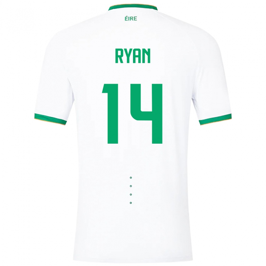 Criança Camisola Irlanda John Ryan #14 Branco Alternativa 24-26 Camisa