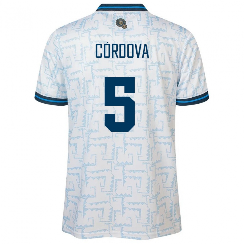 Criança Camisola El Salvador Edwin Córdova #5 Branco Alternativa 24-26 Camisa