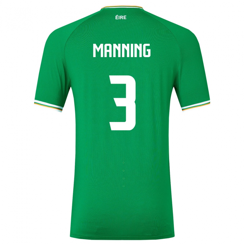 Homem Camisola Irlanda Ryan Manning #3 Verde Principal 24-26 Camisa