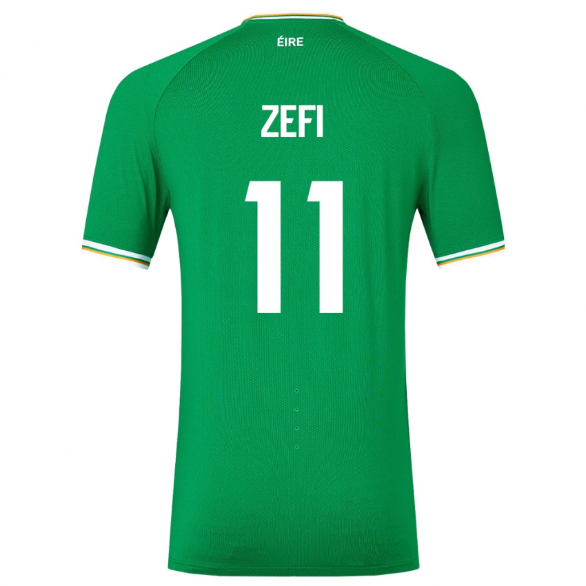 Homem Camisola Irlanda Kevin Zefi #11 Verde Principal 24-26 Camisa