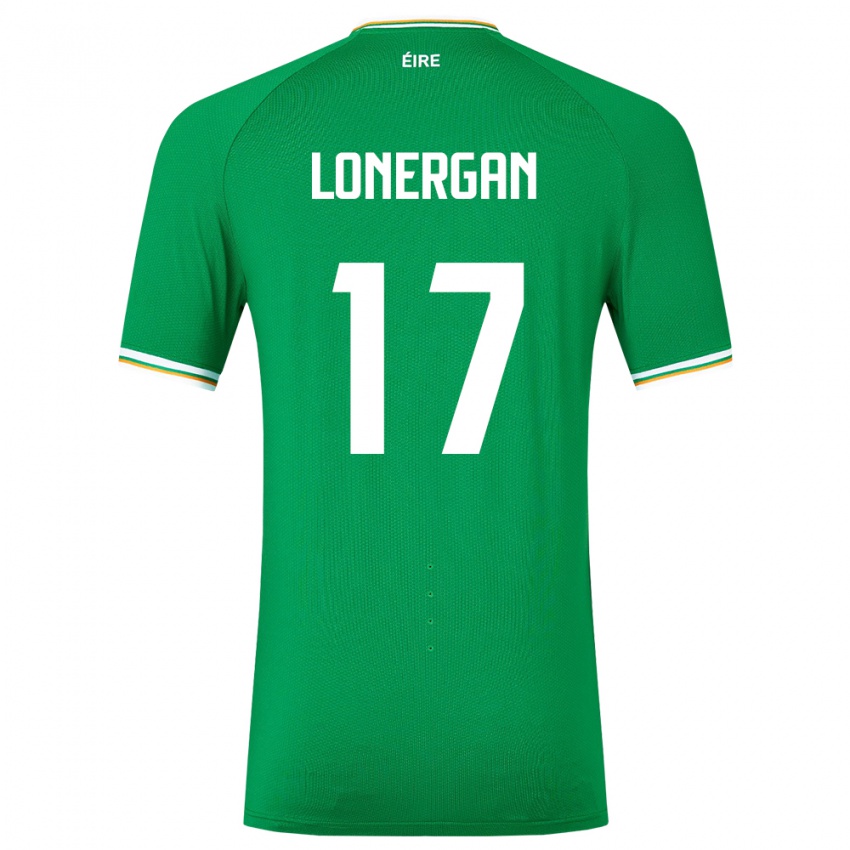 Homem Camisola Irlanda Tom Lonergan #17 Verde Principal 24-26 Camisa