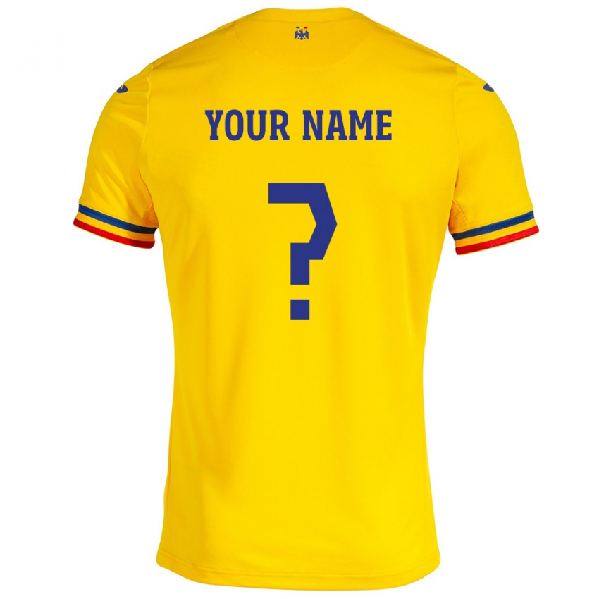 Homem Camisola Romênia Seu Nome #0 Amarelo Principal 24-26 Camisa
