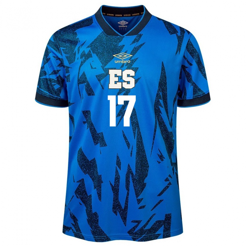 Homem Camisola El Salvador Eduardo Rivas #17 Azul Principal 24-26 Camisa