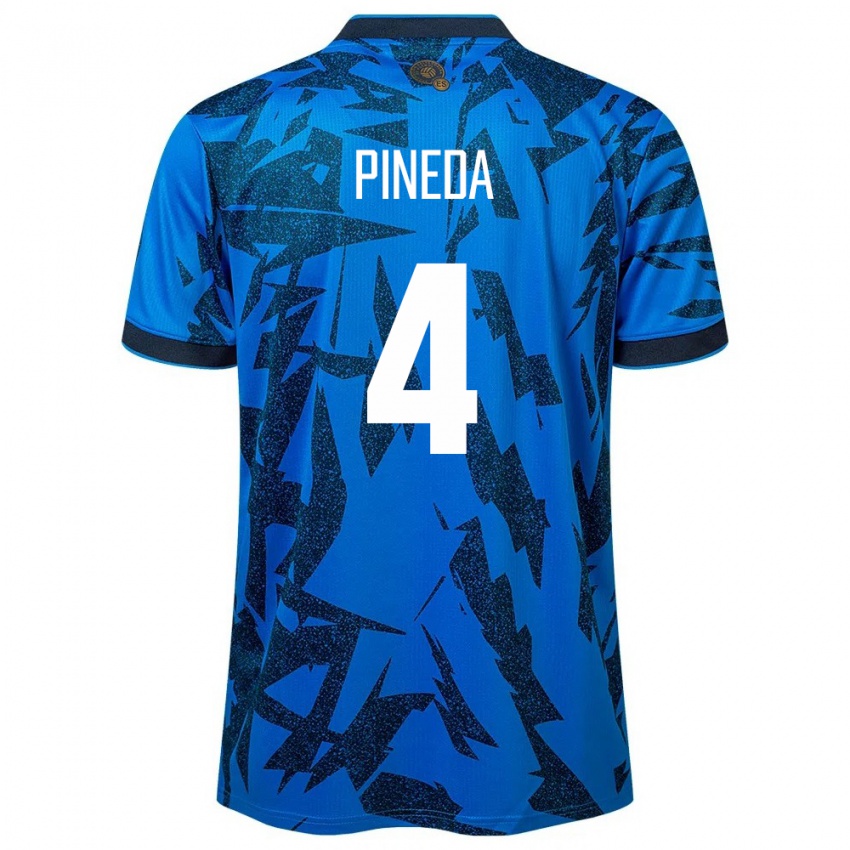 Homem Camisola El Salvador Wálter Pineda #4 Azul Principal 24-26 Camisa