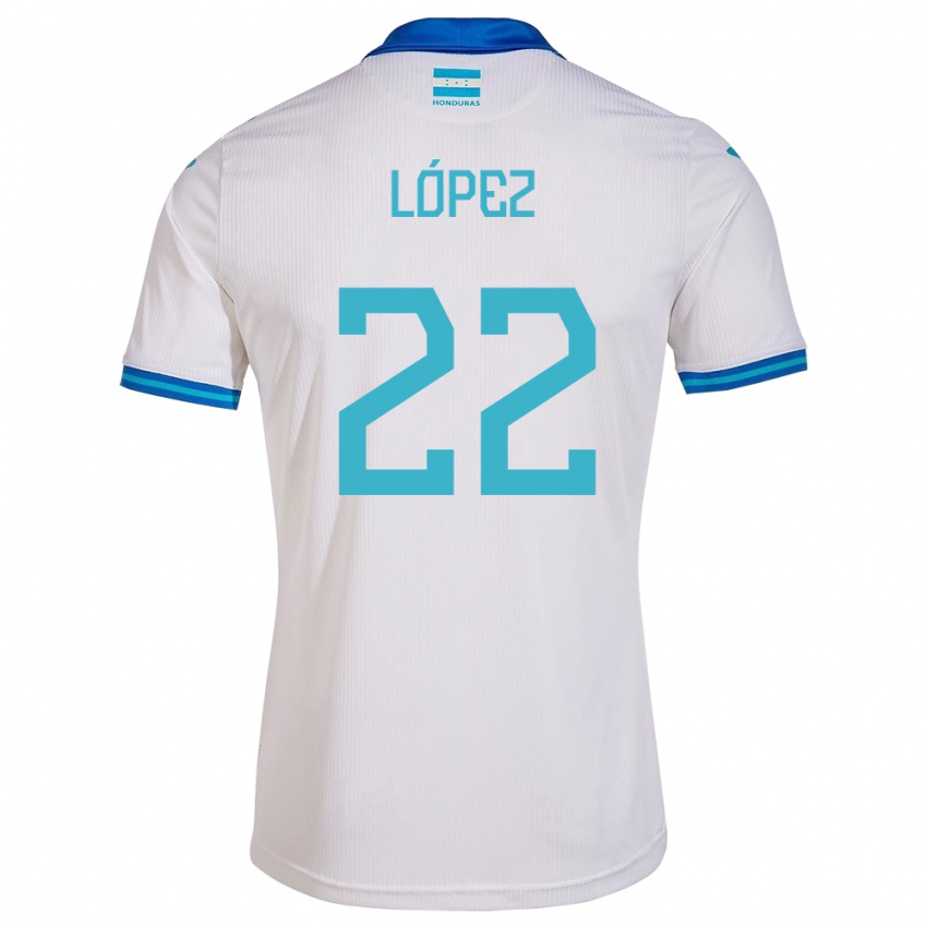 Homem Camisola Honduras Luis López #22 Branco Principal 24-26 Camisa