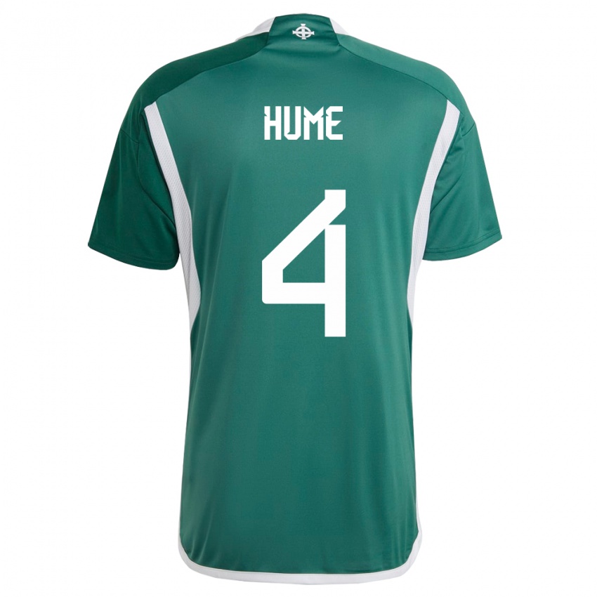 Homem Camisola Irlanda Do Norte Trai Hume #4 Verde Principal 24-26 Camisa