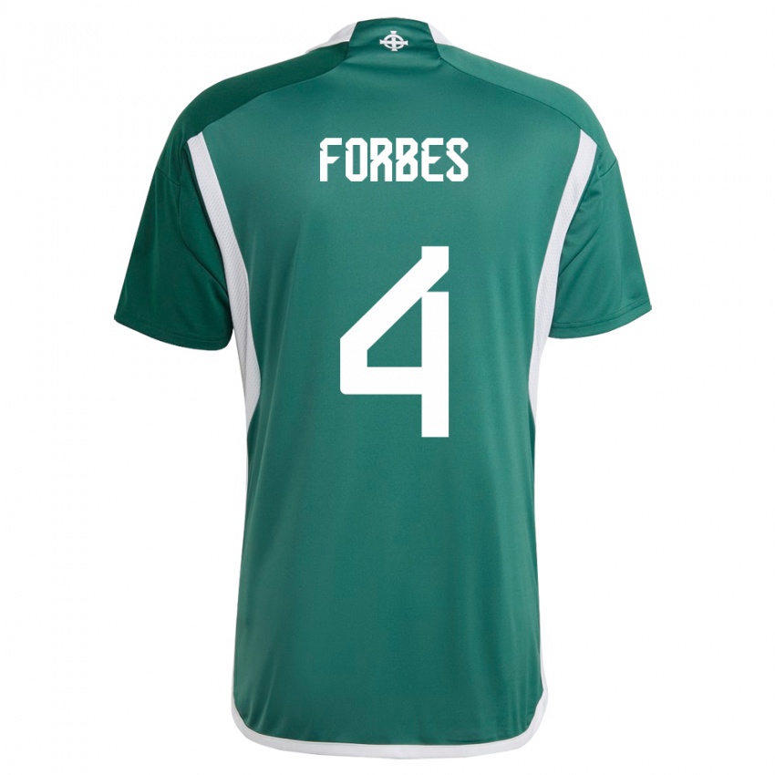 Homem Camisola Irlanda Do Norte Michael Forbes #4 Verde Principal 24-26 Camisa