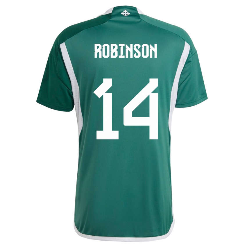 Homem Camisola Irlanda Do Norte Darren Robinson #14 Verde Principal 24-26 Camisa