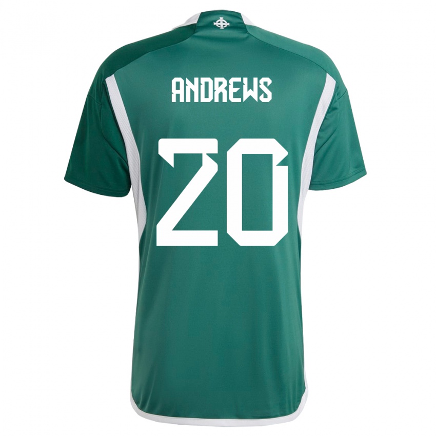 Homem Camisola Irlanda Do Norte Joely Andrews #20 Verde Principal 24-26 Camisa