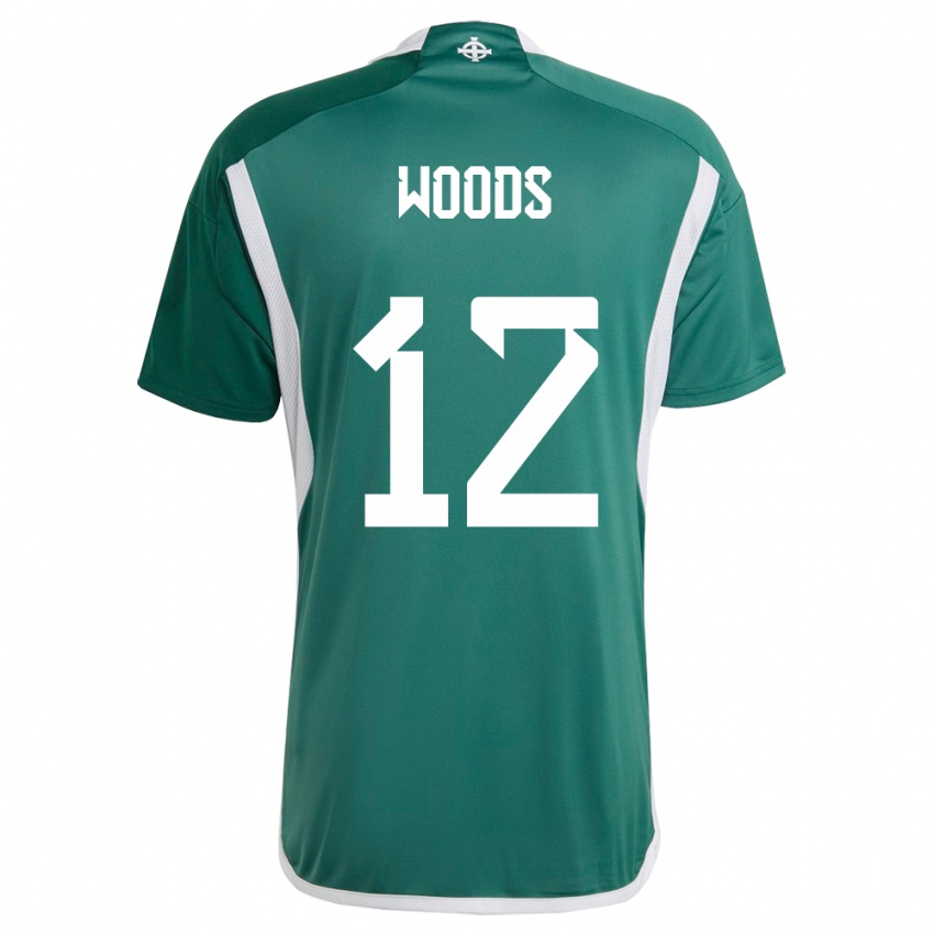 Homem Camisola Irlanda Do Norte Lilie Woods #12 Verde Principal 24-26 Camisa