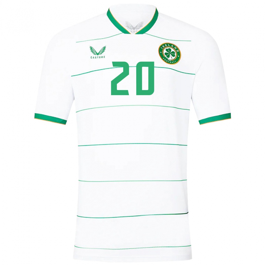 Homem Camisola Irlanda Ellen Dolan #20 Branco Alternativa 24-26 Camisa