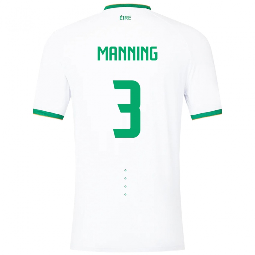 Homem Camisola Irlanda Ryan Manning #3 Branco Alternativa 24-26 Camisa