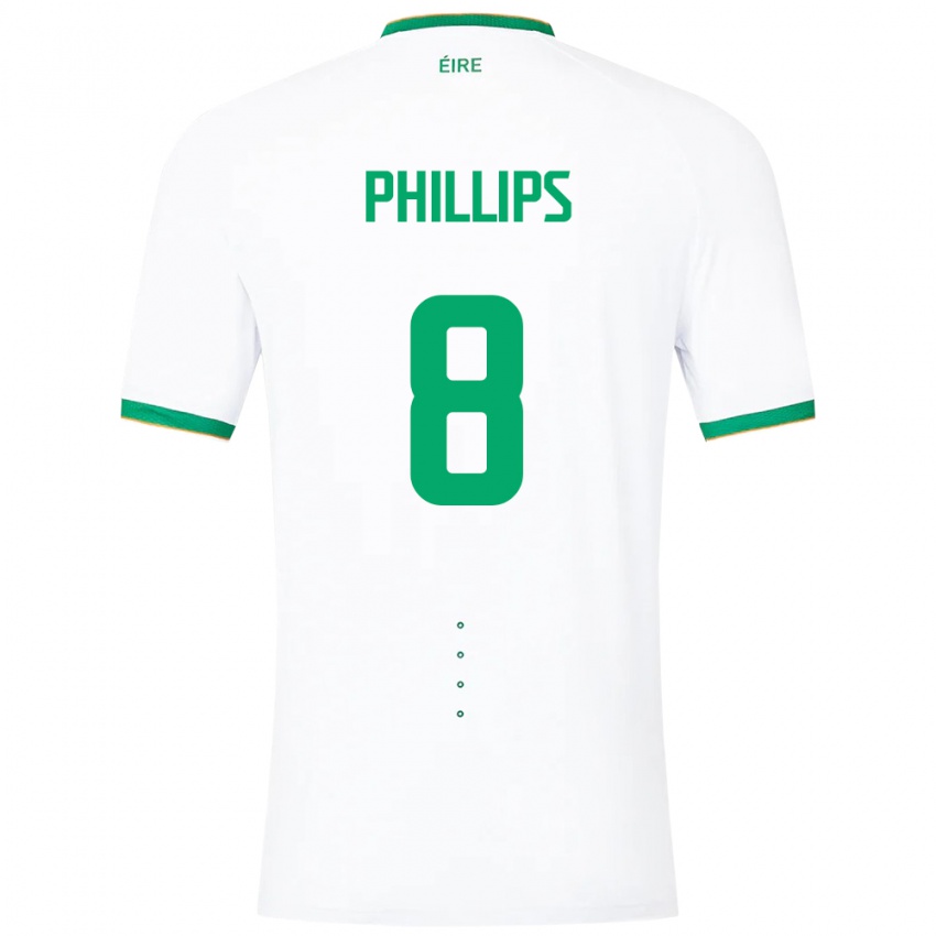 Homem Camisola Irlanda Killian Phillips #8 Branco Alternativa 24-26 Camisa