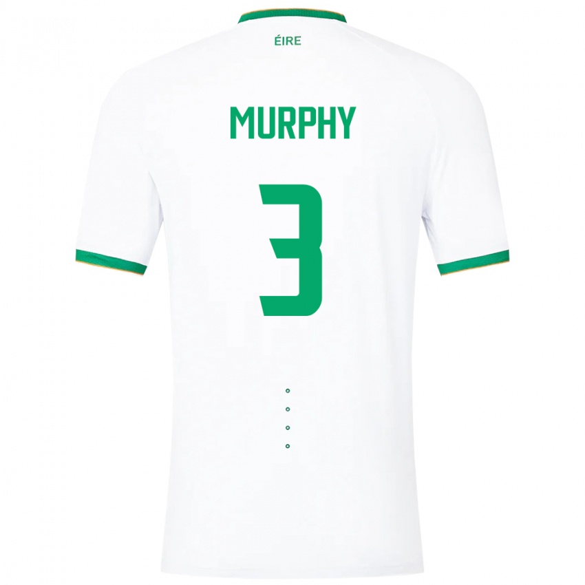 Homem Camisola Irlanda Alex Murphy #3 Branco Alternativa 24-26 Camisa