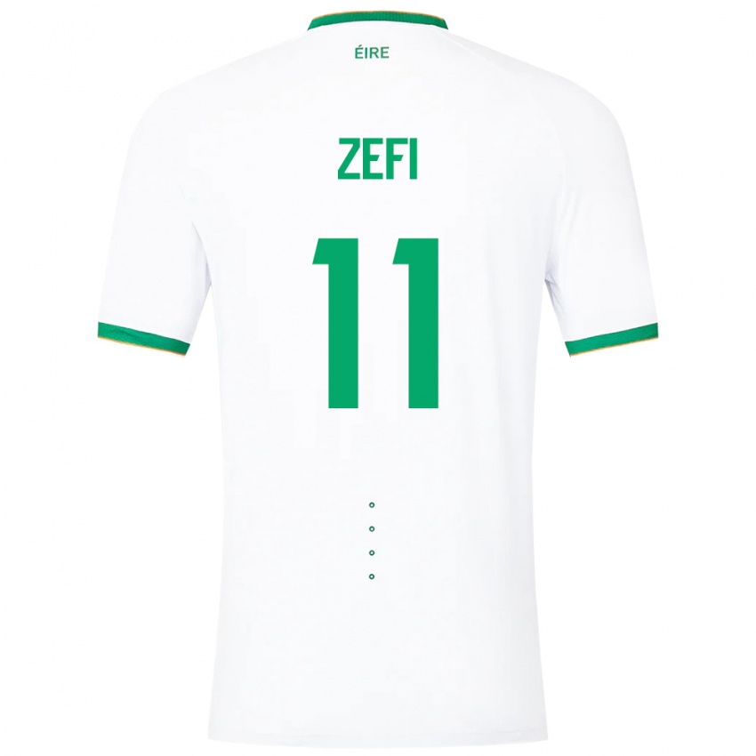 Homem Camisola Irlanda Kevin Zefi #11 Branco Alternativa 24-26 Camisa