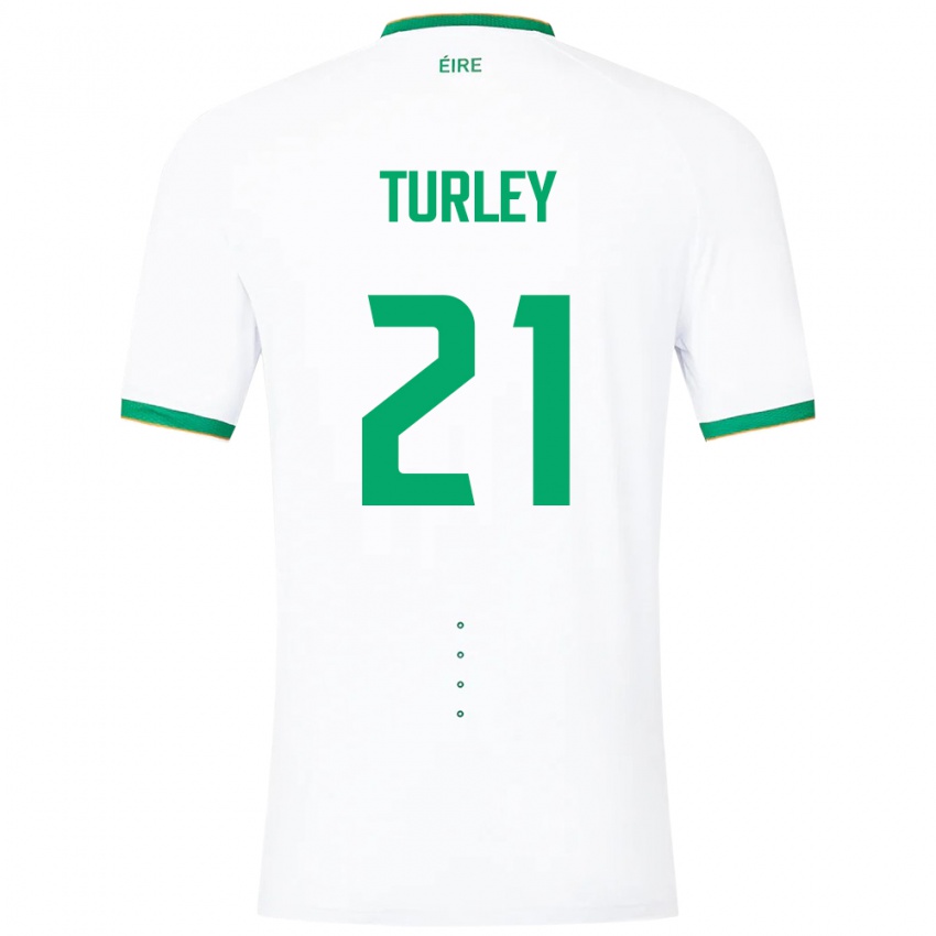 Homem Camisola Irlanda Freddie Turley #21 Branco Alternativa 24-26 Camisa