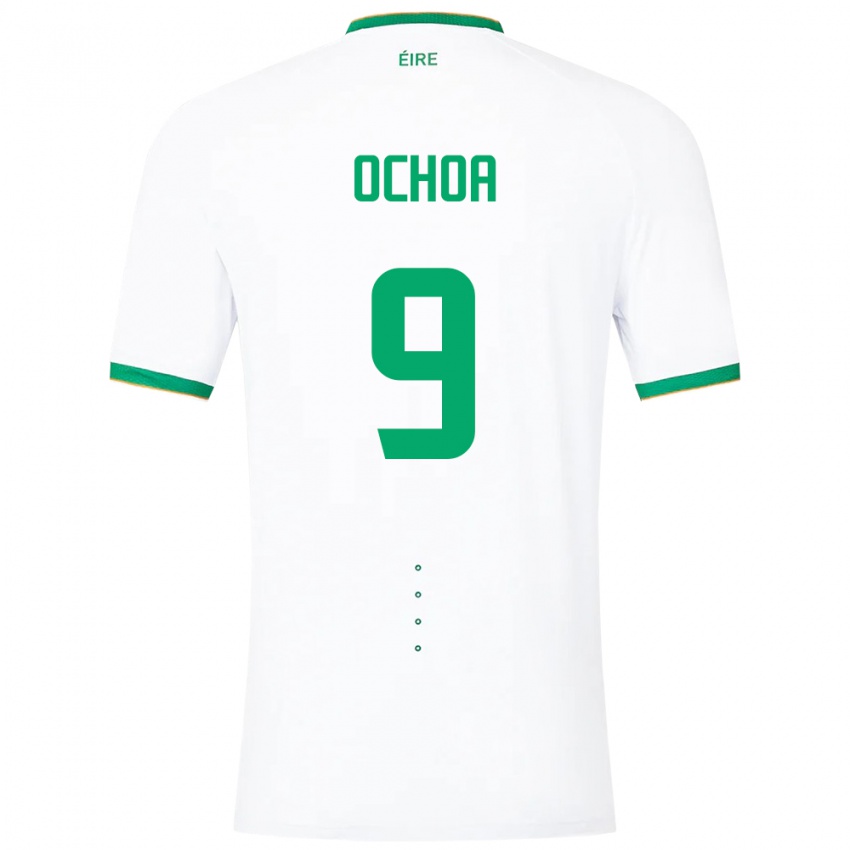 Homem Camisola Irlanda Aarón Ochoa #9 Branco Alternativa 24-26 Camisa