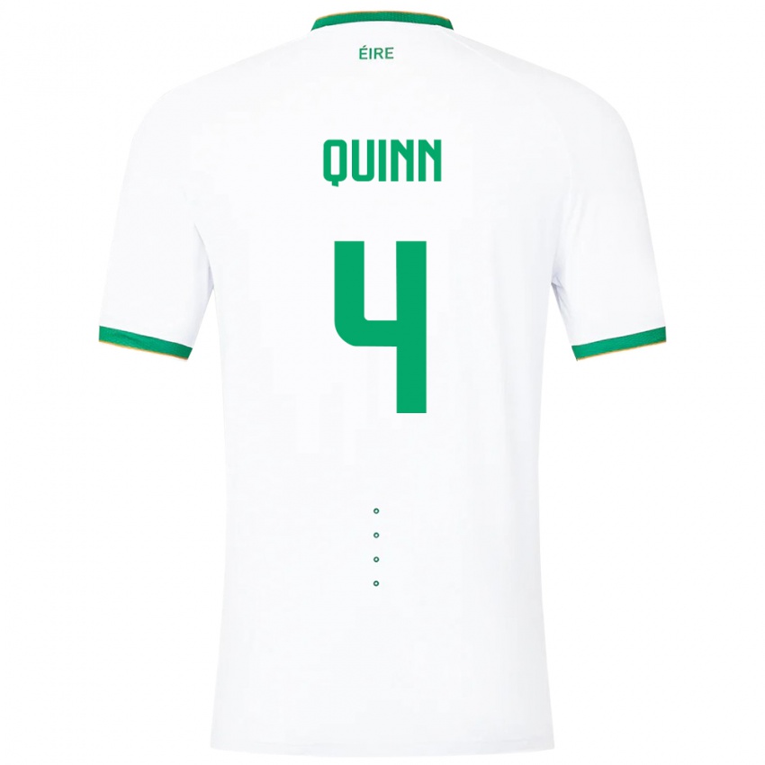 Homem Camisola Irlanda Louise Quinn #4 Branco Alternativa 24-26 Camisa