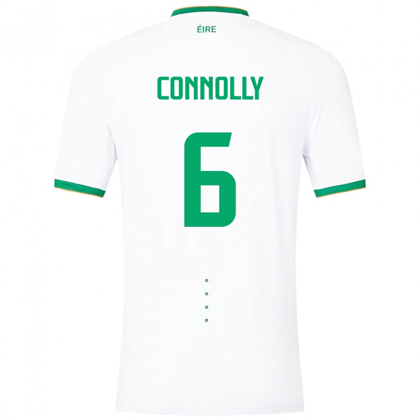 Homem Camisola Irlanda Megan Connolly #6 Branco Alternativa 24-26 Camisa