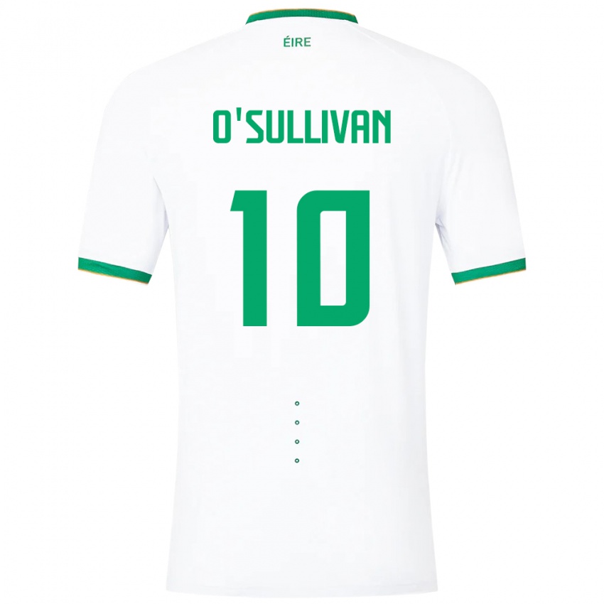 Homem Camisola Irlanda Denise O'sullivan #10 Branco Alternativa 24-26 Camisa