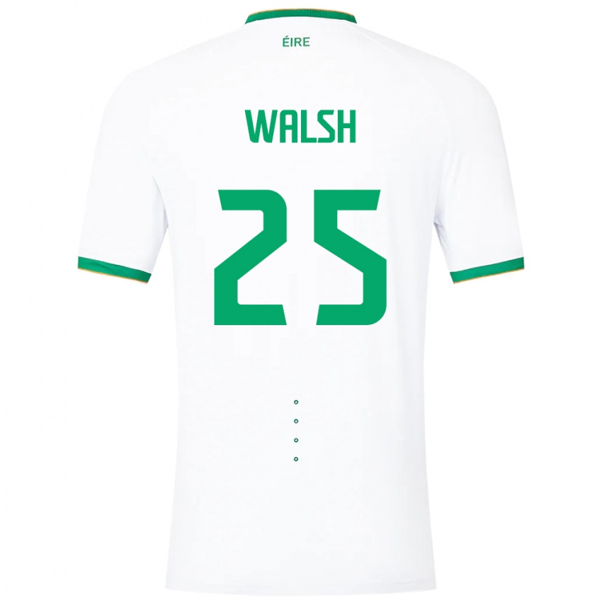 Homem Camisola Irlanda Megan Walsh #25 Branco Alternativa 24-26 Camisa