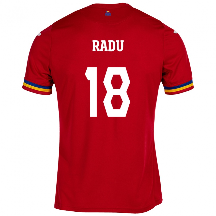 Homem Camisola Romênia Denis Radu #18 Vermelho Alternativa 24-26 Camisa