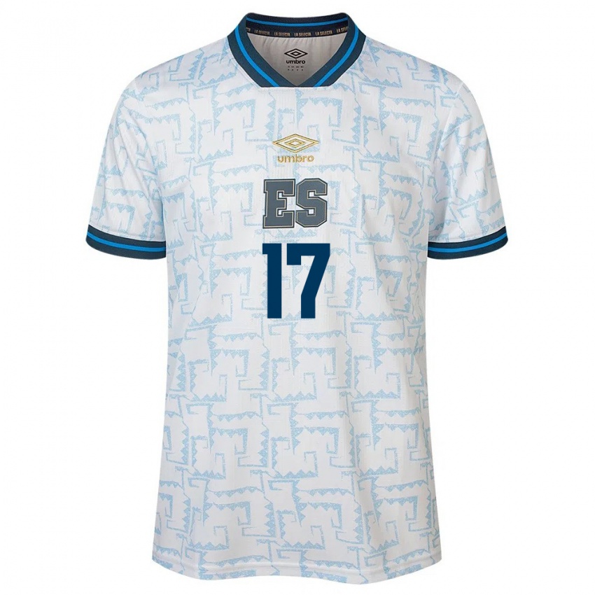 Homem Camisola El Salvador Eduardo Rivas #17 Branco Alternativa 24-26 Camisa