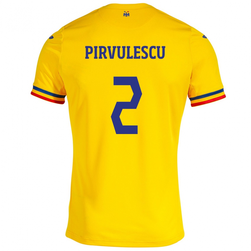 Mulher Camisola Romênia Sergiu Pîrvulescu #2 Amarelo Principal 24-26 Camisa