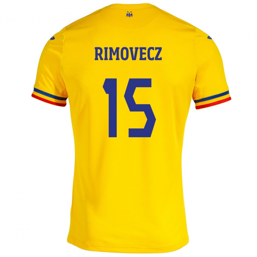 Mulher Camisola Romênia Sergiu Rimovecz #15 Amarelo Principal 24-26 Camisa