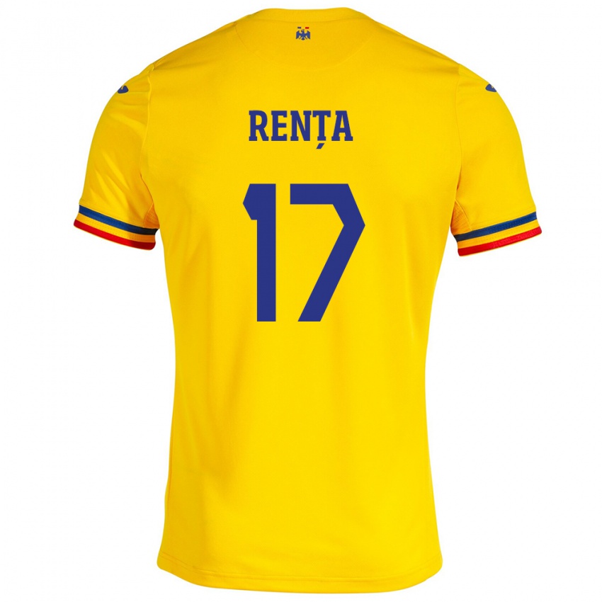 Mulher Camisola Romênia Denis Rența #17 Amarelo Principal 24-26 Camisa