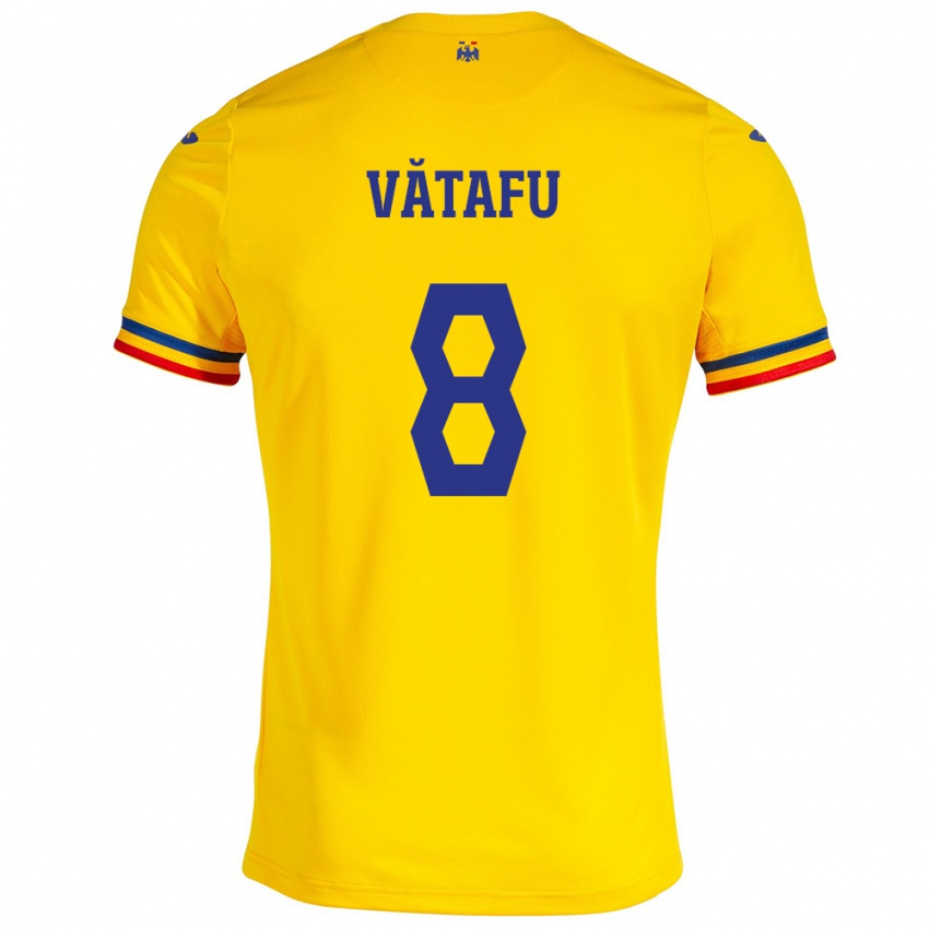 Mulher Camisola Romênia Ștefania Vătafu #8 Amarelo Principal 24-26 Camisa