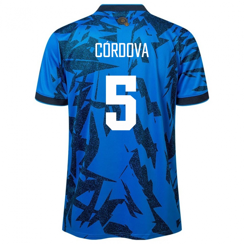 Mulher Camisola El Salvador Edwin Córdova #5 Azul Principal 24-26 Camisa