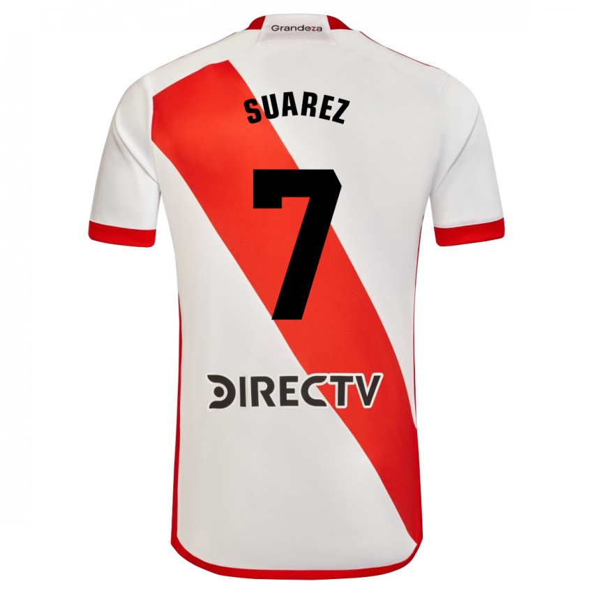 Criança Camisola Matias Suarez #7 Branco Vermelho Principal 2023/24 Camisa