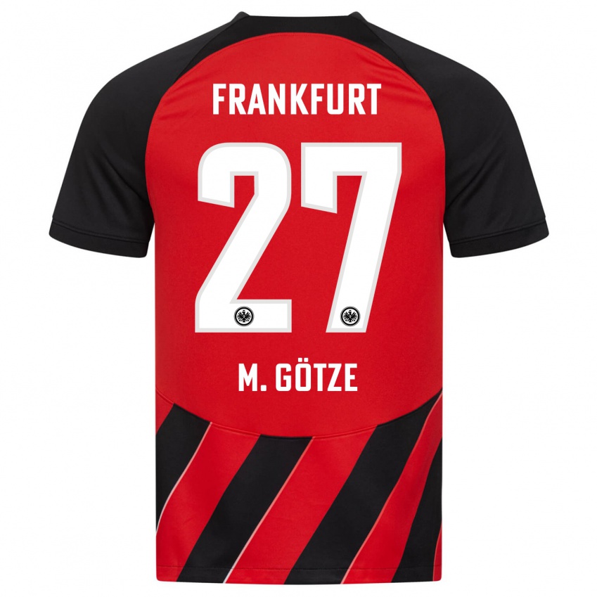 Criança Camisola Mario Götze #27 Vermelho Preto Principal 2023/24 Camisa