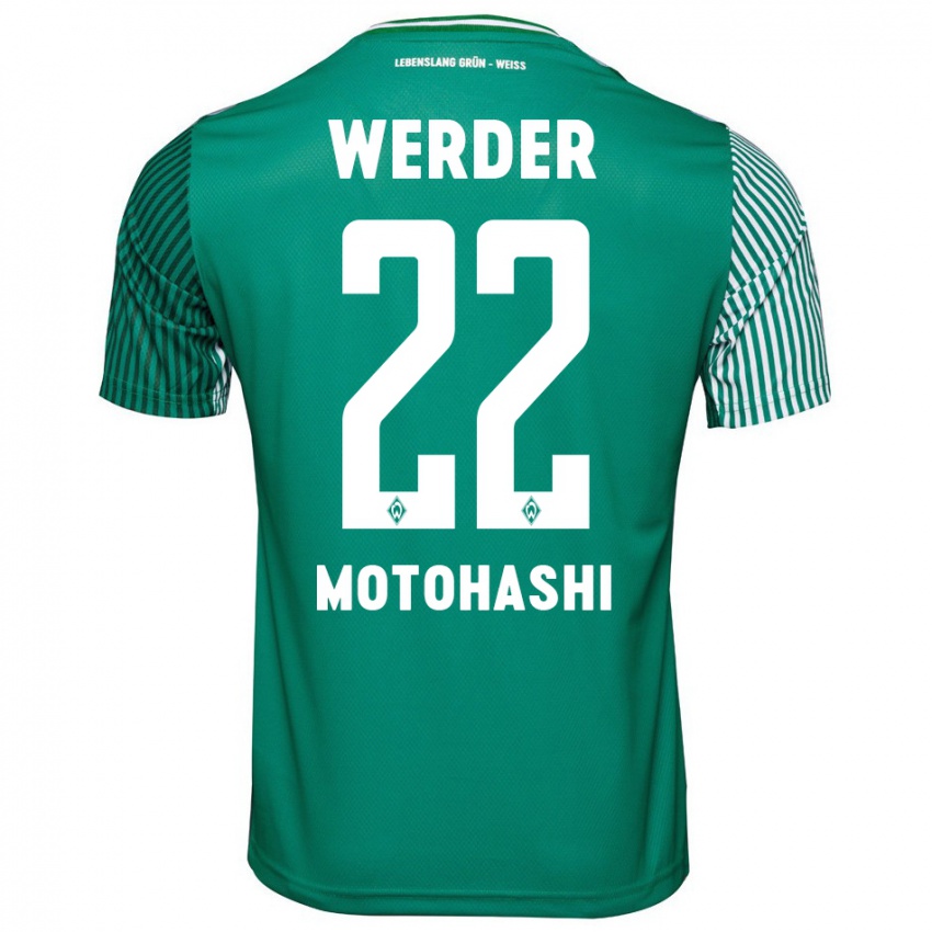 Criança Camisola Yuzuki Motohashi #22 Verde Principal 2023/24 Camisa