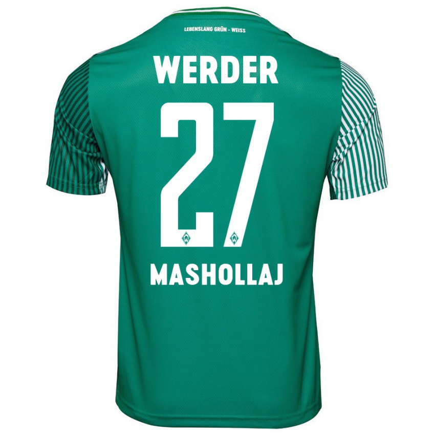 Criança Camisola Benjamin Mashollaj #27 Verde Principal 2023/24 Camisa